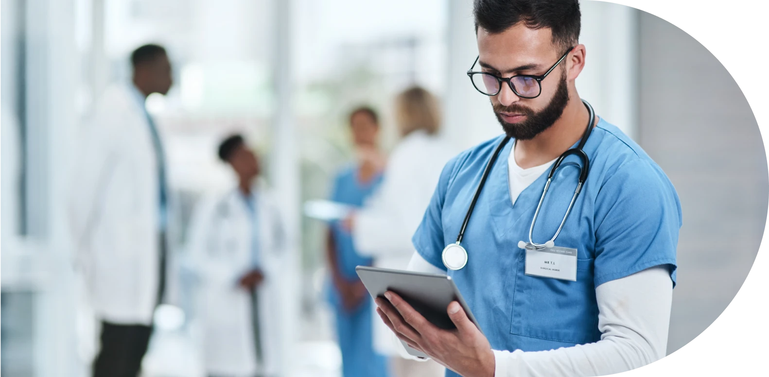 male doctor using tablet