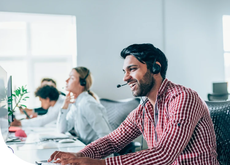 man wearing headphones and smiling